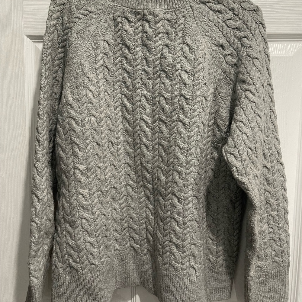 Cozy Gray Cable Knit Sweater